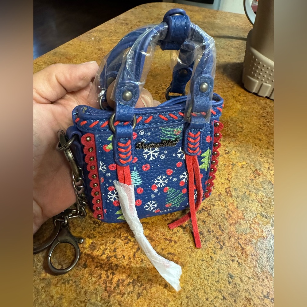 Blue and Red Christmas Mini tote Bag